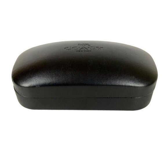 Coach Eyeglass Sunglass Hard Case Black Embossed Synthetic Leather Clamshell - Picture 1 of 4